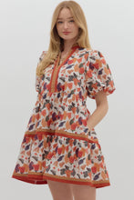 Load image into Gallery viewer, Paris-Fall Multicolor floral print contrast hem dress
