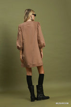 Load image into Gallery viewer, UMGEE Mushroom French Terry Puff Sleeve A-Line Mini Dress
