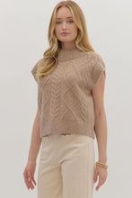 Load image into Gallery viewer, Belle- Oatmeal Solid cap sleeve mock neck sweater knit top
