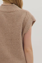 Load image into Gallery viewer, Belle- Oatmeal Solid cap sleeve mock neck sweater knit top
