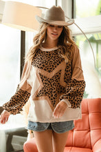 Load image into Gallery viewer, LAYLA- Oversized oatmeal leopard star sweatshirt
