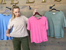 Load image into Gallery viewer, PLUS TARA- Designer inspired washed Mocha pocket tee
