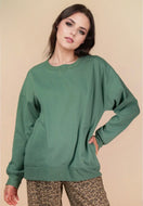 Plus green oversized comfy sweatshirt with pockets