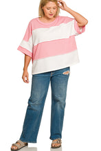 Load image into Gallery viewer, Curvy Chunky stripe pink boxy top
