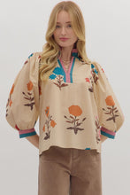 Load image into Gallery viewer, Fall Garden - Ecru fall esthetic Floral print top
