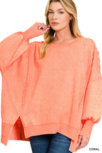 Load image into Gallery viewer, Oversized mineral washed coral sweatshirt ZEN
