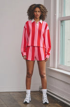 Load image into Gallery viewer, Vertical striped crop rugby top and shorts set
