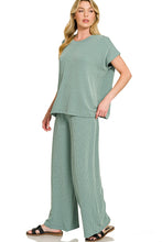 Load image into Gallery viewer, Sage Two piece ribbed wide leg set
