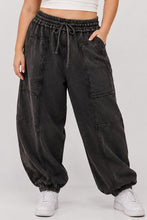Load image into Gallery viewer, Black mineral washed two piece jogger set
