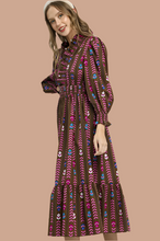 Load image into Gallery viewer, Lala- Midi length chocolate printed Umgee exclusive dress
