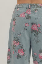 Load image into Gallery viewer, Light wash wide leg floral print jeans
