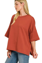 Load image into Gallery viewer, Rust SCUBA ROUND NECK TOP WITH SIDE SLITS
