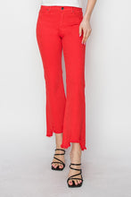 Load image into Gallery viewer, PLUS RISEN JEANS- Mid Rise straight distressed hem fiesta red pants RDP5813X
