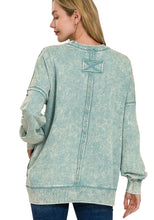 Load image into Gallery viewer, Marlow- Ash Blue French Terry washed Rae edge pocket sweatshirt
