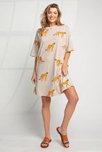 Load image into Gallery viewer, SAFARI- Khaki cheetah print oversized tshirt dress with pockets
