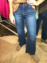 Load image into Gallery viewer, J21 eleven by Risen Jeans- Dark Wash High Waisted Wide Leg Raw Hem Jeans
