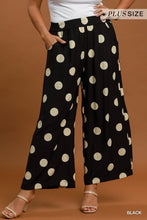 Load image into Gallery viewer, Plus UMGEE wide leg cropped black polka dot trouser

