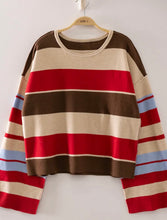Load image into Gallery viewer, Multicolor red/ beige striped sweater
