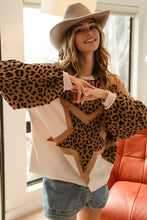 Load image into Gallery viewer, LAYLA- Oversized oatmeal leopard star sweatshirt
