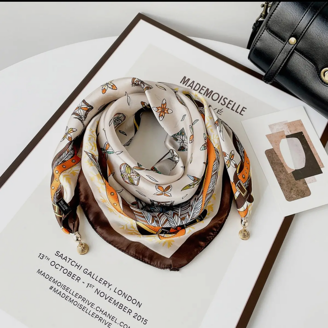 Magnetic Print earthtone print Triangle Scarf