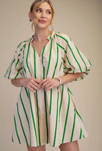 Load image into Gallery viewer, Layla- Kelly Green stripe mini shift dress
