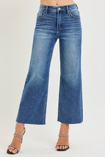 Load image into Gallery viewer, RISEN JEANS- Tummy control High Rise Raw hem wide leg cropped jeans
