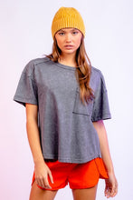 Load image into Gallery viewer, PLUS TARA- Designer inspired washed Charcoal pocket tee
