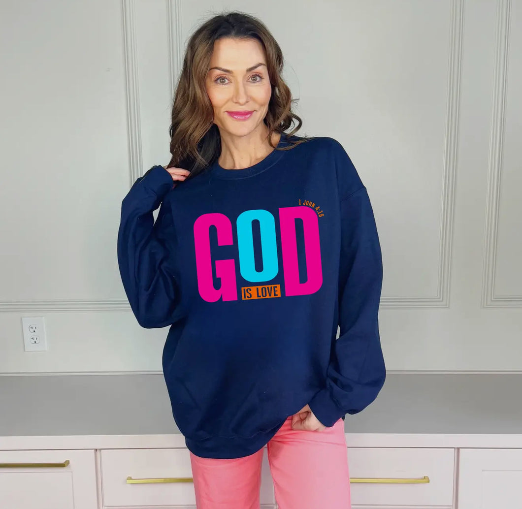 God is love - navy sweatshirt