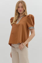 Load image into Gallery viewer, NALA - Camel animal print pipping detail top
