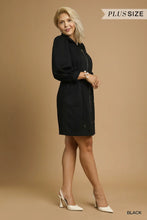Load image into Gallery viewer, Plus TONYA- Black Luxeknit Zip-Up Mini Dress with Drawstring Waist
