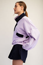 Load image into Gallery viewer, French Terry colorblock Lavender and Navy two piece set
