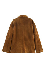 Load image into Gallery viewer, Camel Suede oversized collared jacket
