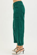 Load image into Gallery viewer, Risen Jeans-  Hunter green wide leg cropped barrel jeans
