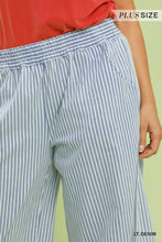 Load image into Gallery viewer, Plus Wide leg light wash striped denim UMGEE trousers
