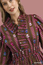 Load image into Gallery viewer, Lala- Midi length chocolate printed Umgee exclusive dress
