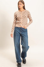Load image into Gallery viewer, Taupe polka dot button up cardigan

