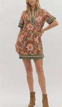Load image into Gallery viewer, Fall Day- Autumn tones Floral Print contrast hem mini dress
