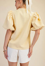 Load image into Gallery viewer, Butter yellow textured puff sleeve top
