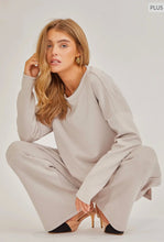 Load image into Gallery viewer, Plus Emma- Taupe/Gray Two piece set Tunic top + Straight leg pants modal set
