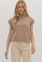 Load image into Gallery viewer, Belle- Oatmeal Solid cap sleeve mock neck sweater knit top
