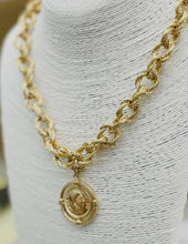 Load image into Gallery viewer, Matte Gold Vintage wash coin necklace
