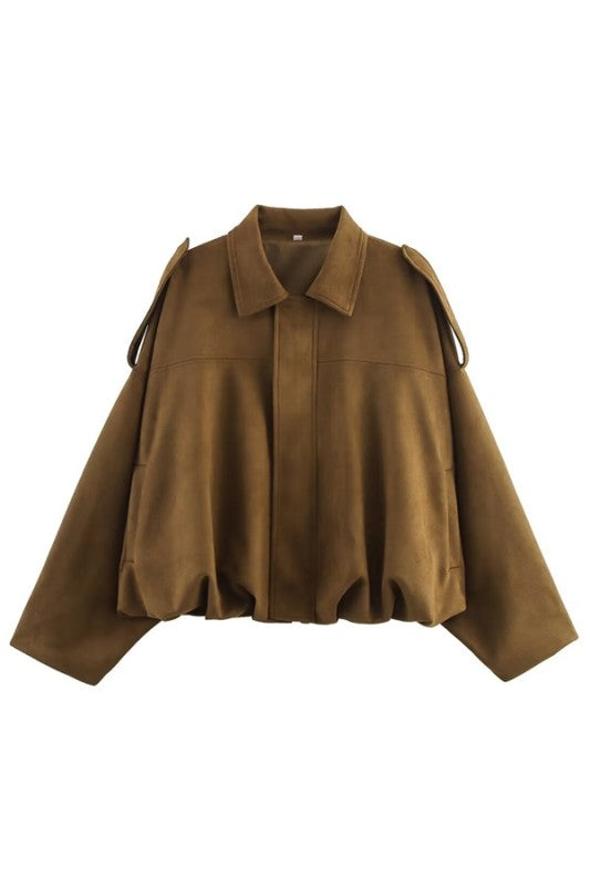 Brown Suede Bomber Jacket