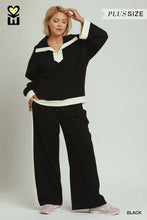 Load image into Gallery viewer, PLUS UMGEE- Luxeknit Black elegant two piece wide leg set
