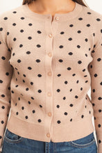 Load image into Gallery viewer, Taupe polka dot button up cardigan
