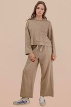 Load image into Gallery viewer, Two piece mineral washed taupe wide leg set
