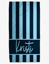 Load image into Gallery viewer, Classic Personalized Cabana stripe beach towel ( Preorder 2 weeks from order date)
