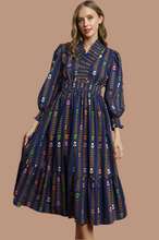 Load image into Gallery viewer, Lala- Midi length Midnight printed Umgee exclusive dress
