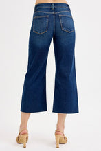 Load image into Gallery viewer, RISEN JEANS- Tummy Control High waisted dark wash raw hem cropped jeans
