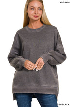 Load image into Gallery viewer, Washed black fleece two piece cropped wide leg sweatsuit
