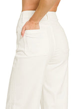 Load image into Gallery viewer, High waist winter white wide leg pintuck jeans
